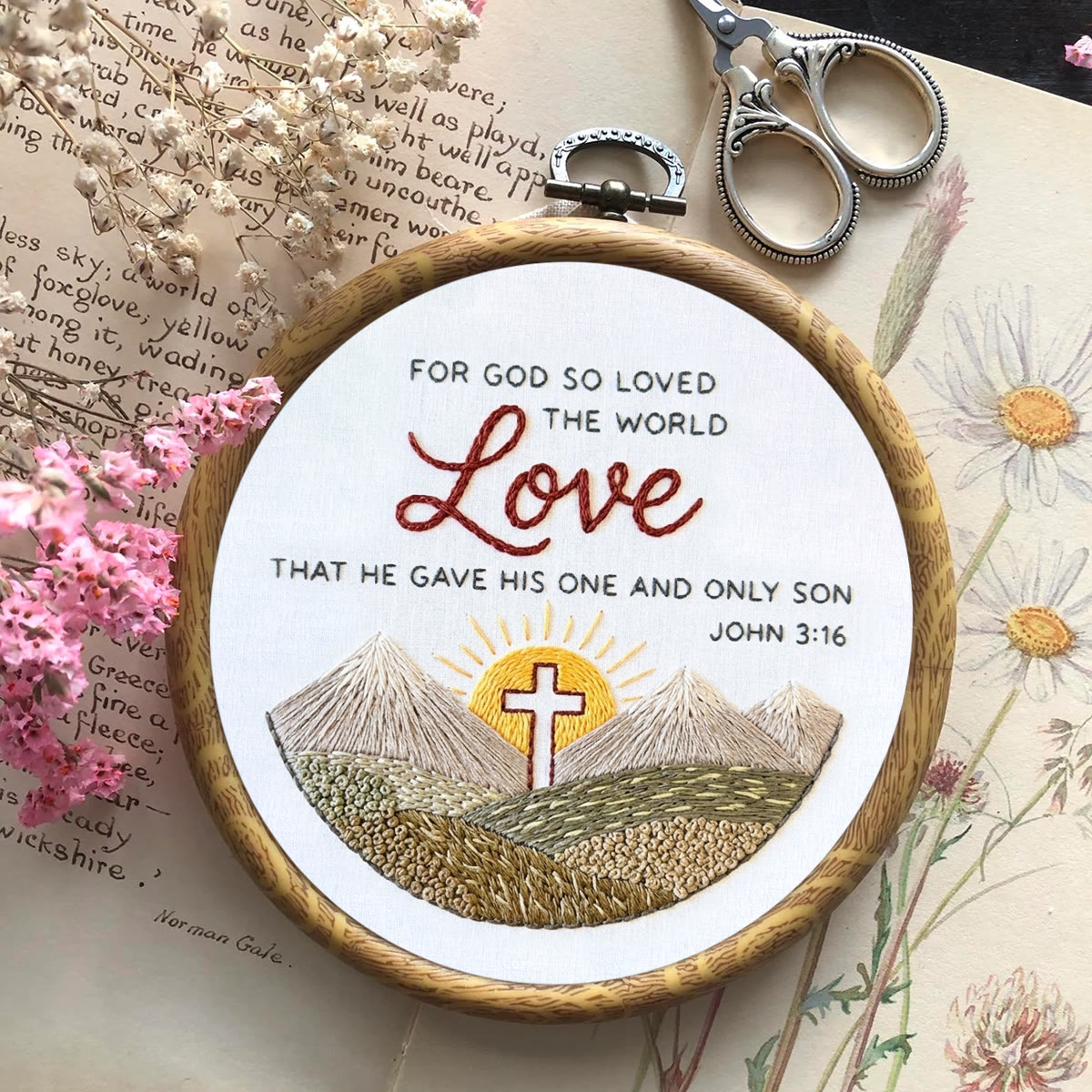 Rubbyoo Embroidery Kit - God Gave His Son For Love | John 3:16 | Bible Verse Hoop Art - image 5