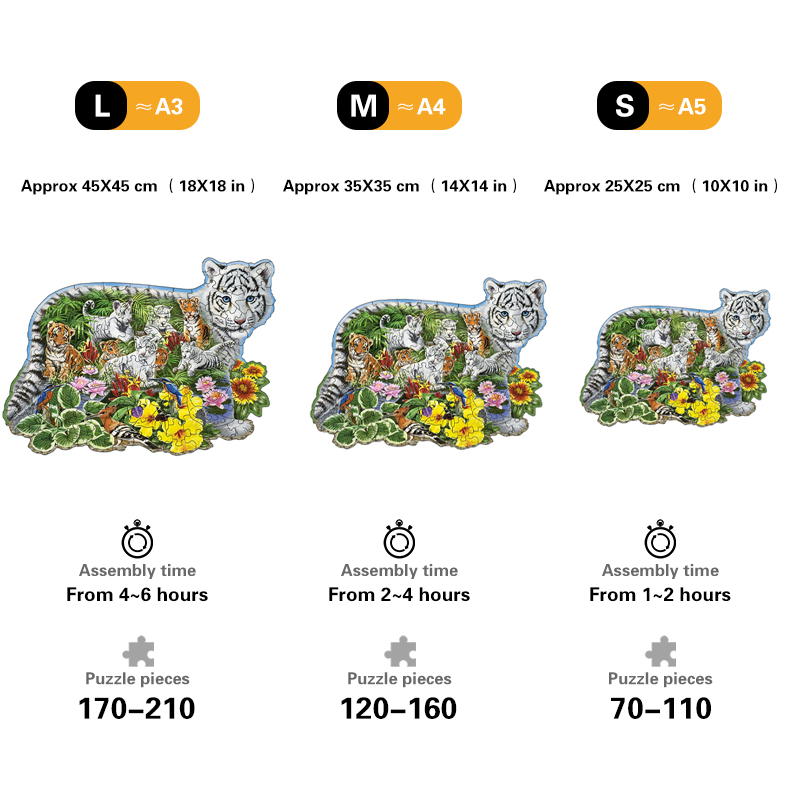 White Tiger ‘Forest Cat’ - Wooden Jigsaw Puzzles