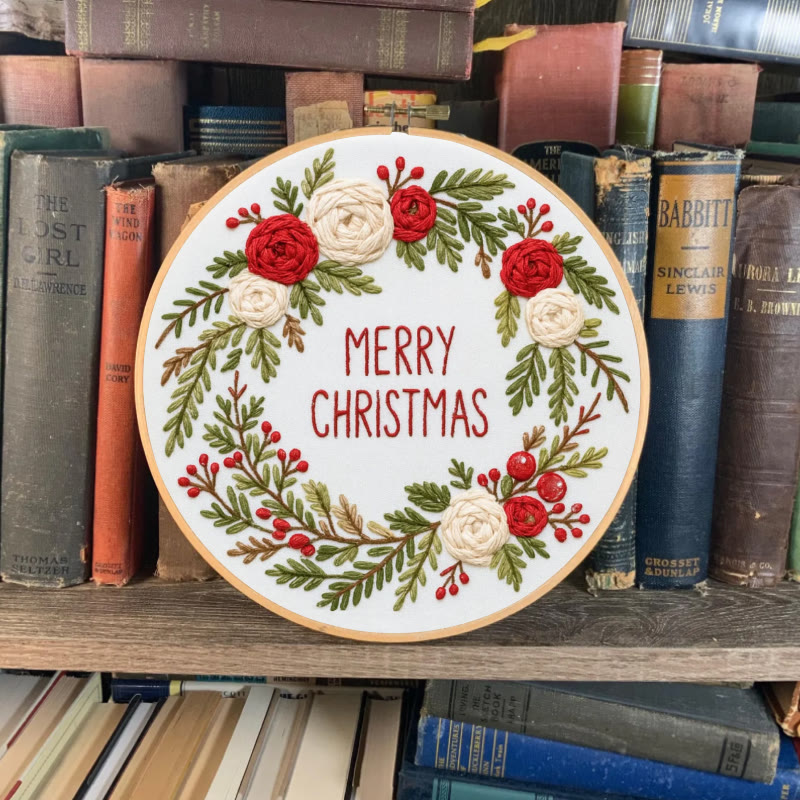 Rubbyoo Embroidery Kit - Christmas Wreath | Floral Christmas Craft | Diy Ornament Art - image 9