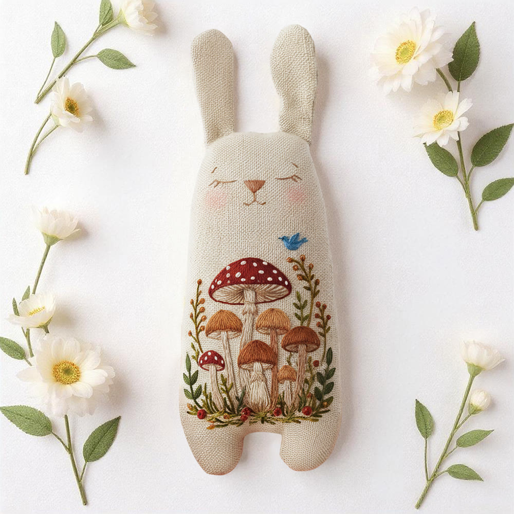 Rubbyoo Bunny Toy Embroidery Kit - Mushroom Cluster and Blue Bird | Easy DIY Project | Whimsical Shelf Decor - image 7