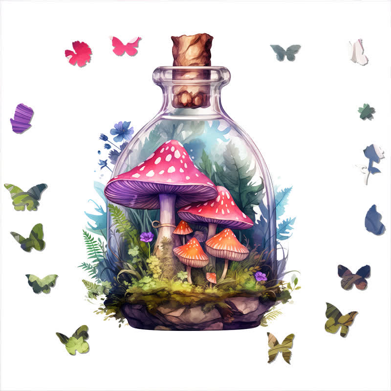 Fantasy world in a jar - Wooden Jigsaw Puzzle