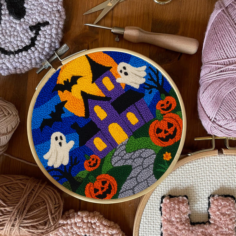 Halloween Night Punch Needle Kit - Spooky Castle Craft | Diy Needle Artwork - image 7