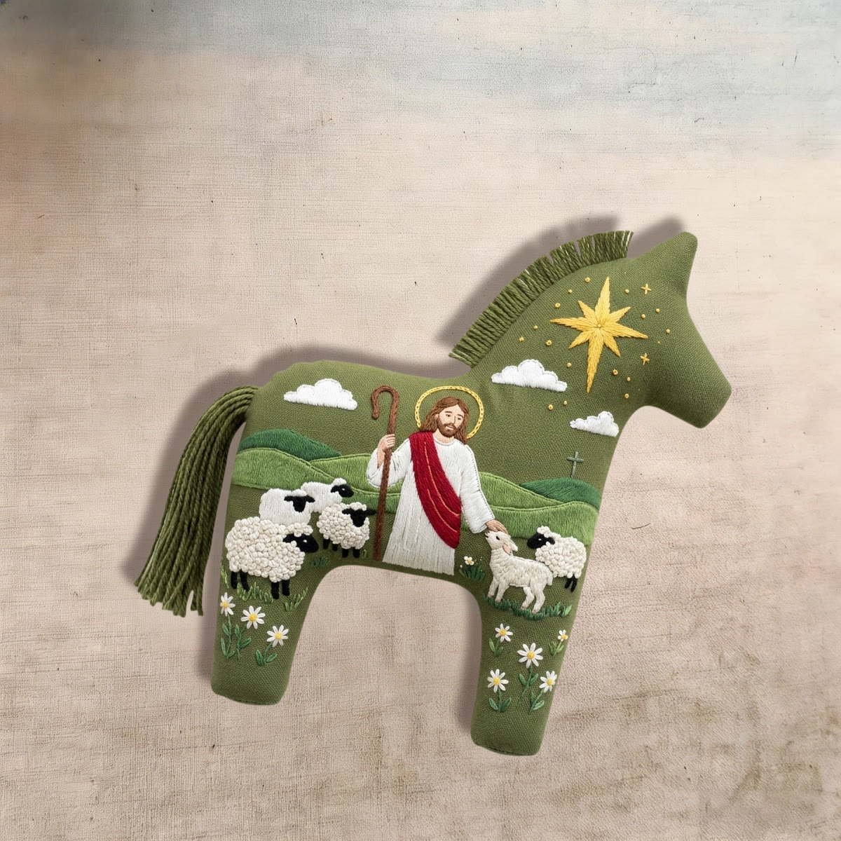 Rubbyoo Dala Horse Embroidery Kit - The Shepherd Saint Jesus | Religious Holiday Accent | Christmas Hoop Art Gift For Faith-filled Families - image 8