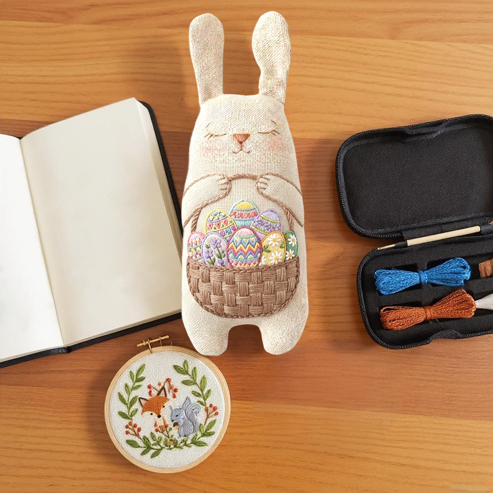 Rubbyoo Bunny Toy Embroidery Kit - Patterned Egg Basket | Easy Sewing Kit |stuffed Bunny Toy - image 8