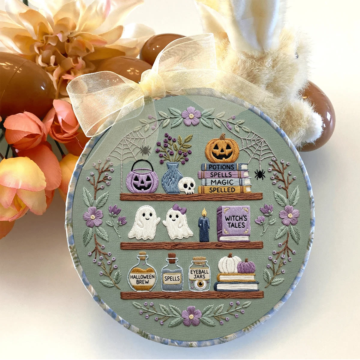 Rubbyoo Embroidery Kit - Ghost Lab | Special Spooky Season Keepsake | Unique Sage Green Ghost Handicraft - image 4