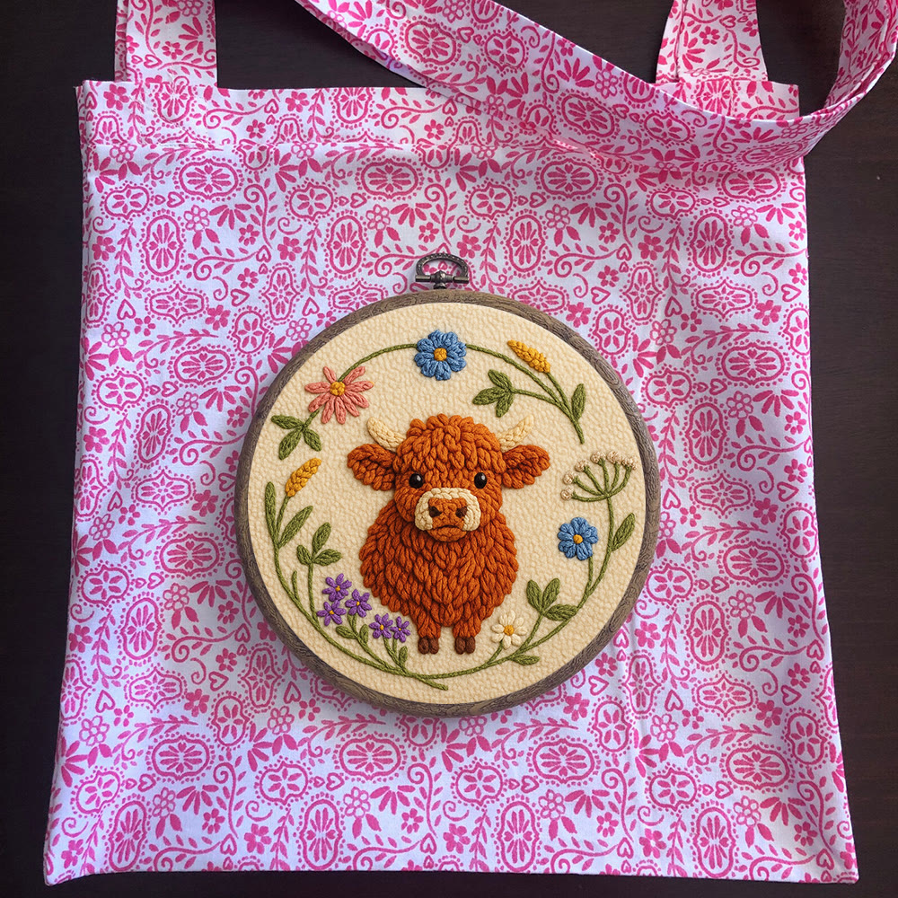 Floral Cow Punch Needle Kit - Diy Punch Needle Coaster | Adorable Animal Artcraft | Handmade Birthday Gifts  - image 11