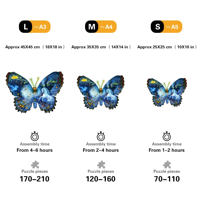 Butterfly and unicorn - Wooden Jigsaw Puzzles