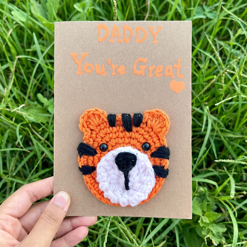 Rubbyoo 3d Festive Knitted Card - Unique Crochet Greeting Card  | Nice For Birthday & Anniversary & Father's Day  - Happy Father's Day Card - TIGER - image 10