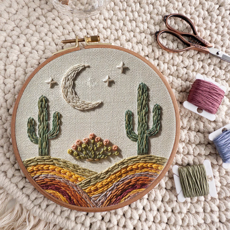 Rubbyoo Embroidery Kit - Night Cactus | Beginner-friendly Needle Art | Diy Home Decor - image 9