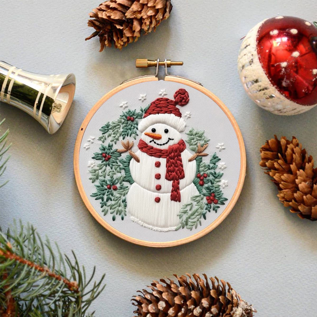 Rubbyoo Embroidery Kit - Cute Snowman | Winter Needle Craft | Handmade Holiday Gift - image 6