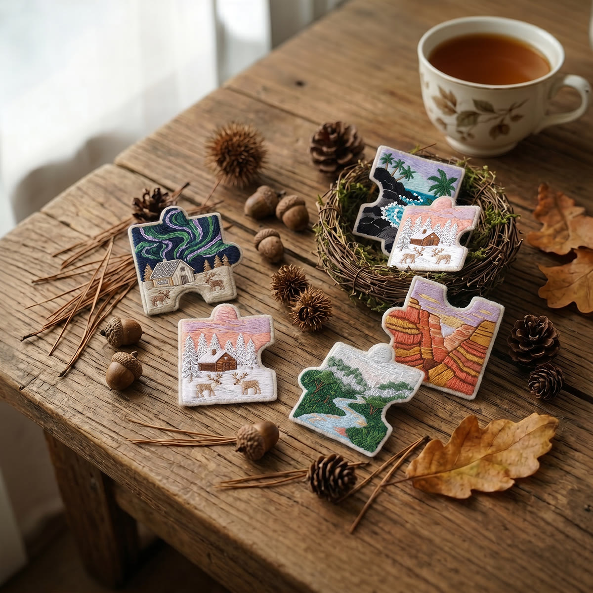 Rubbyoo Diy Magnet & Brooch Embroidery Puzzle Kit - Scenic Views | Decorative Kitchen Magnet - image 6