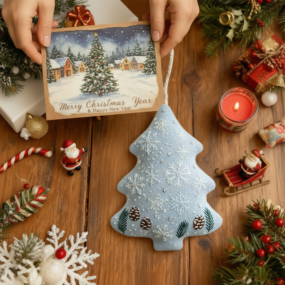 Rubbyoo Tree-shaped Embroidery Kit - Light Blue Snowflake-pinecone | Sophisticated Trimming | Go-to Holiday Gift Choice - image 8