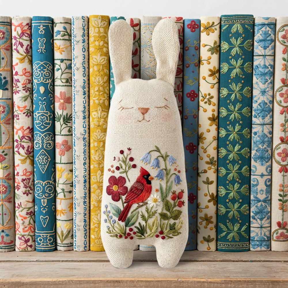 Rubbyoo Bunny Toy Embroidery Kit - Floral Cardinal Bird | Spring Handmade Craft | Sewing Animal Toy - image 4