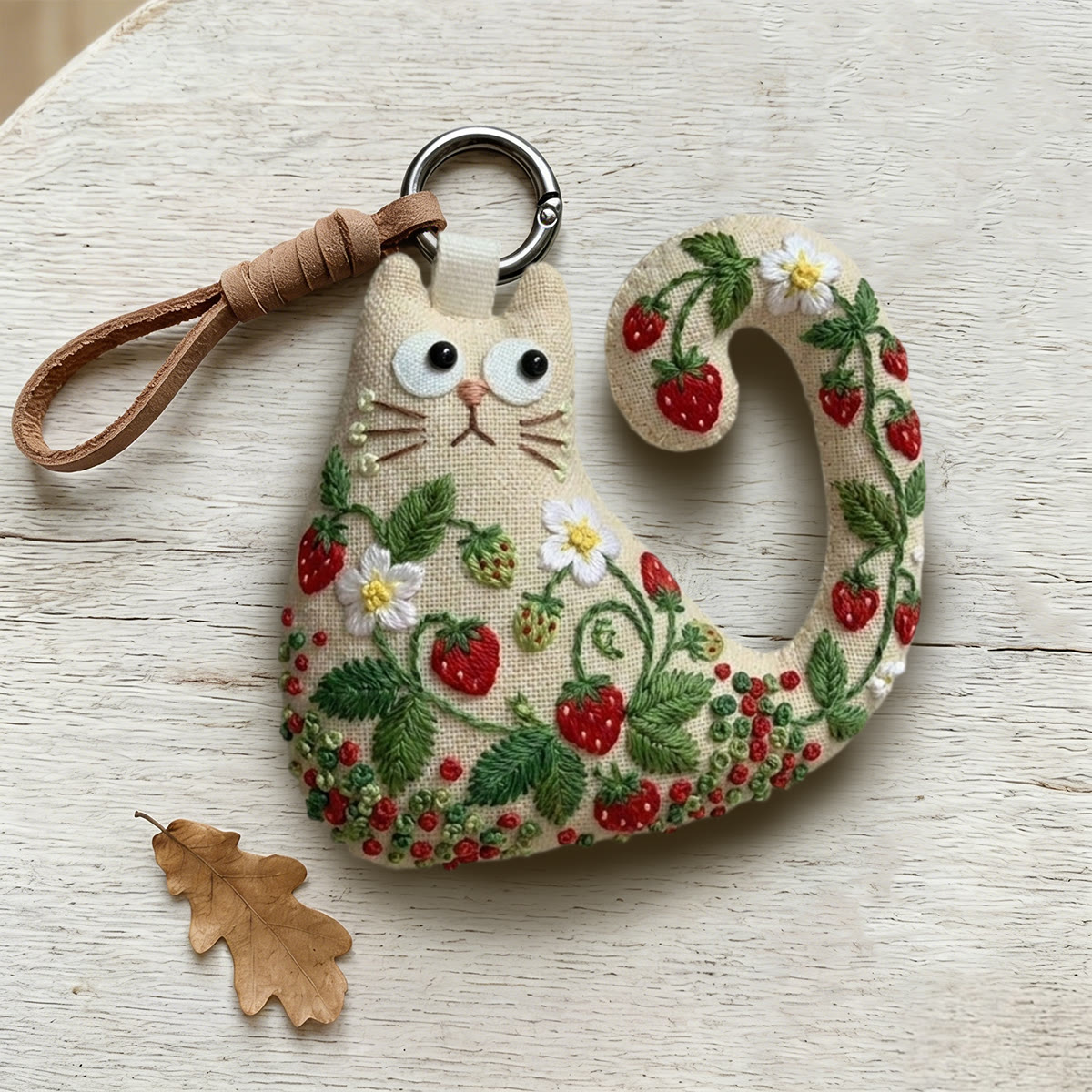 Rubbyoo Cat Embroidery Kit - Wild Strawberry Vine | Whimsical And Sweet Gift | Summer Bag Decor  - image 8