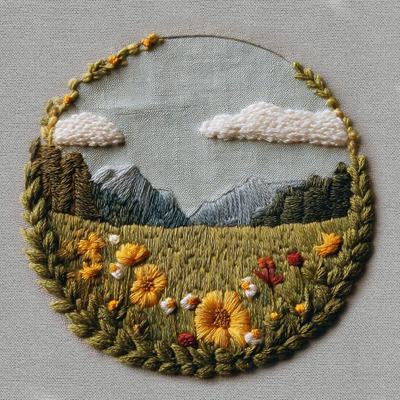 Rubbyoo Embroidery Kit - Beautiful Wildflower | Handmade Landscape Craft | Diy Stitch Craft For Starter - image 5