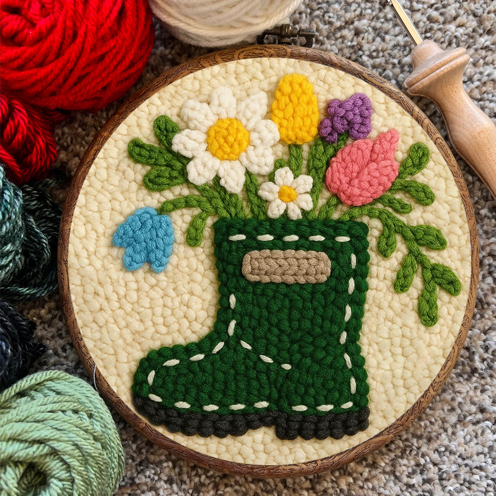 Colorful Garden Boot Floral Punch Needle Kit – Delicate Novice-ready Handcraft | Cozy Indoor Home Accent Piece - image 8