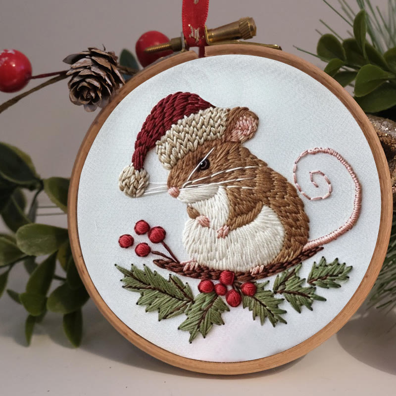 Rubbyoo Embroidery Kit-  Cute Mouse On A Branch - image 2