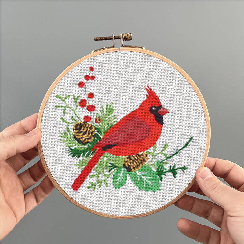  Cross Stitch Kit - Northern Cardinal | Floral Bird Stitch Art | Nice Handmade Decorative Craft  - image 7