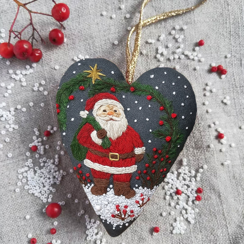 Rubbyoo Heart Embroidery Kit - Santa Claus | Unique Christmas Gift | Diy Hanging Craft  - image 4