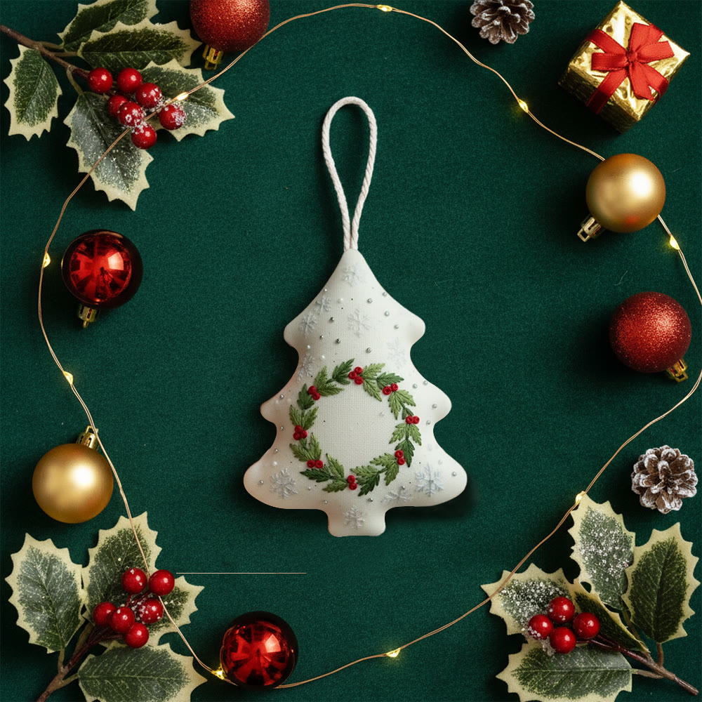 Rubbyoo Tree-shaped Embroidery Kit - Holly Wreath | Delicate Stitching | Perfect For Diy Enthusiasts - image 10