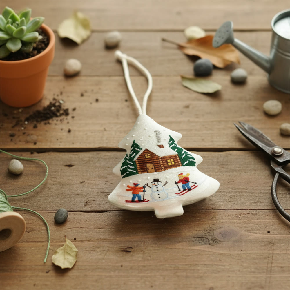 Rubbyoo Tree-shaped Embroidery Kit - Winter Skiing | Winter Handmade Craft | Nice Christmas Tree Hanging  - image 7