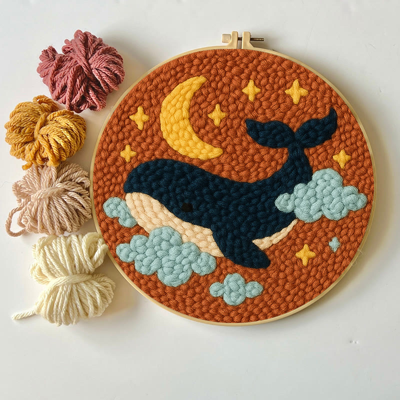 Moon And Whale Punch Needle Kit - Adorable Animal Craft | Diy Gifts For Friends - image 4
