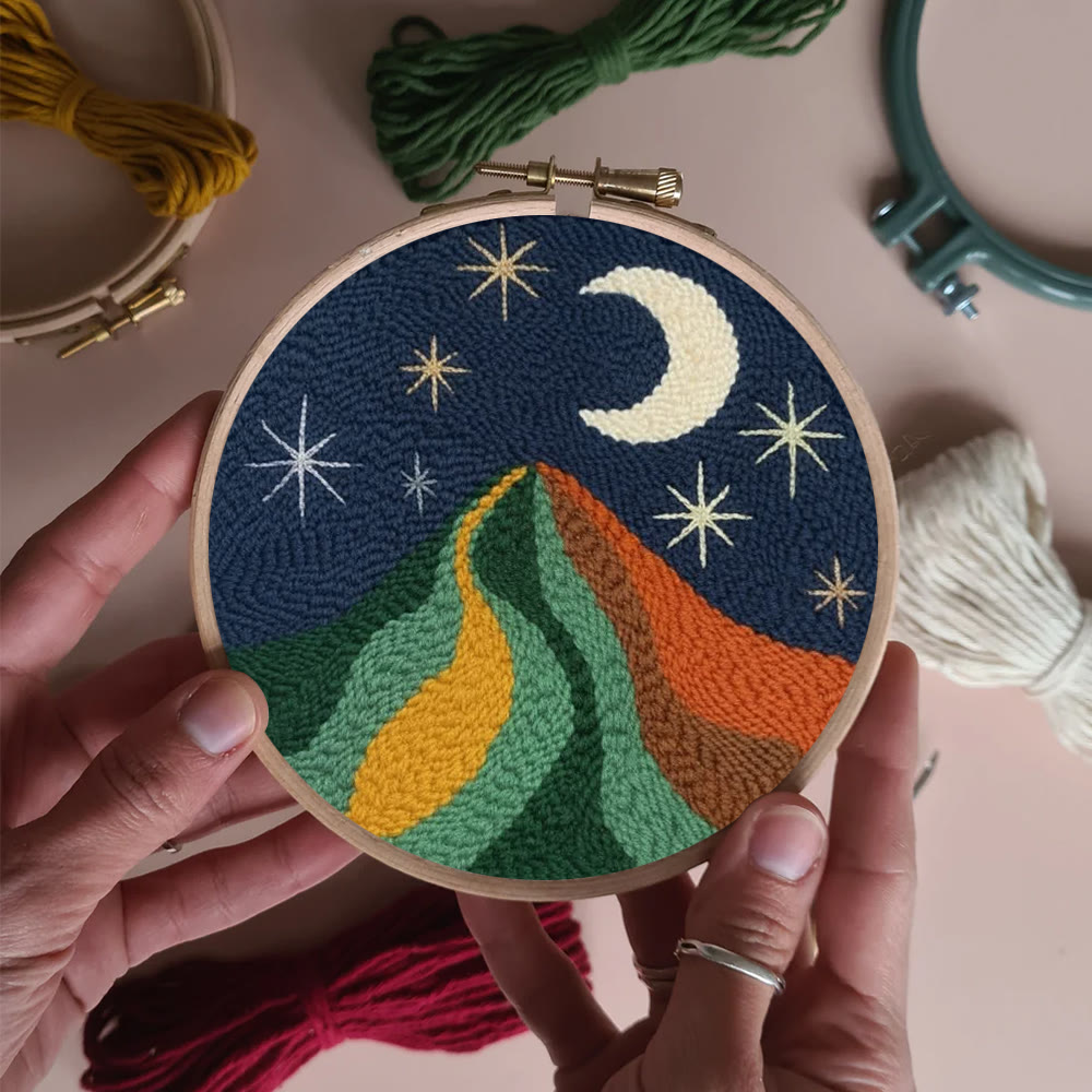 Starry Moonlit Mountainscape Punch Needle Kit – Newbie-friendly Diy Handcraft | Scenic Decorative Hanger - image 11