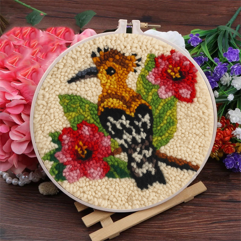 Hoopoe Floral Punch Needle Kit - Artisan-made Craft | Nature-inspired Decor - image 4