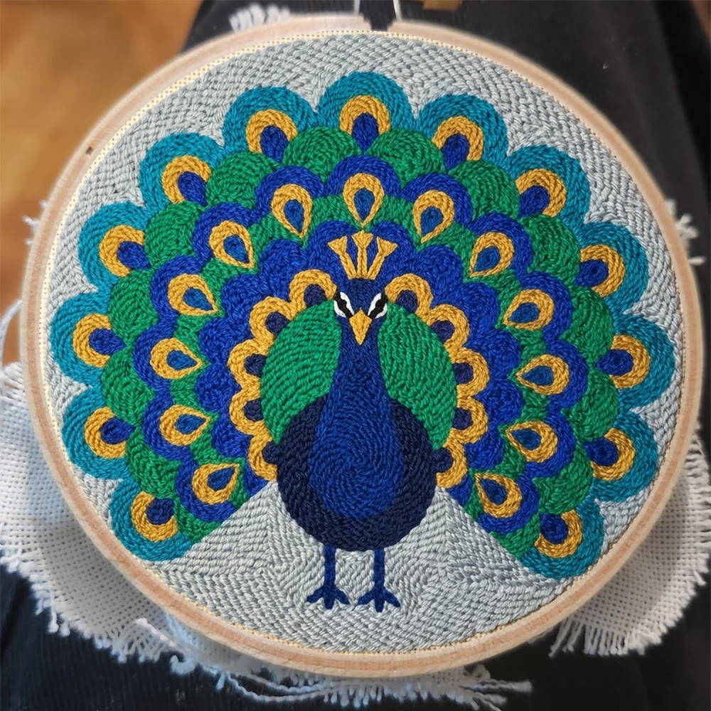 Peacock King Punch Needle Kit - Starter DIY Needlework Option | Delicate Animal Wall Art - image 6