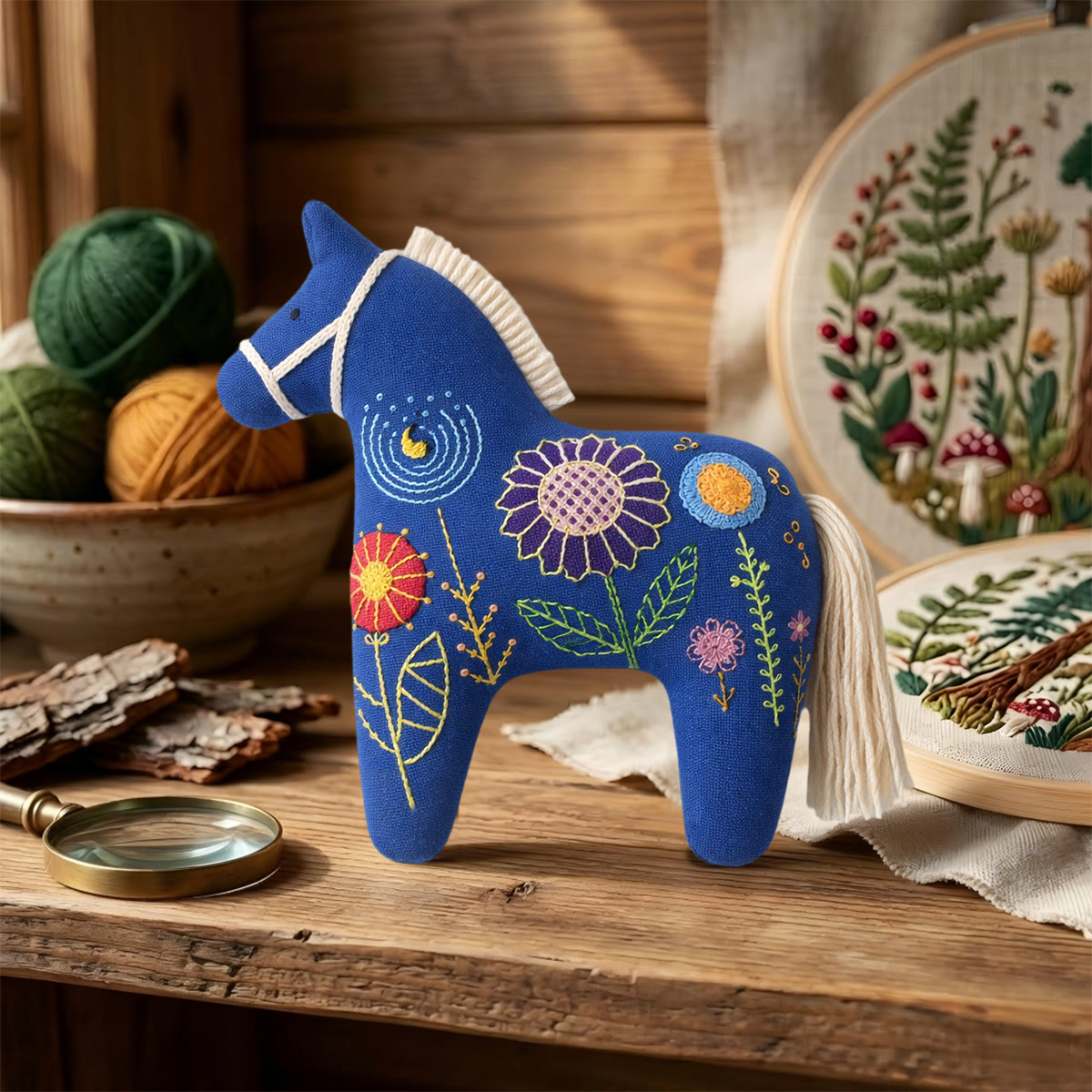 Rubbyoo Dala Horse Embroidery Kit - Little Flower | Floral Stitch Craft | Diy Animal Ornament - image 3
