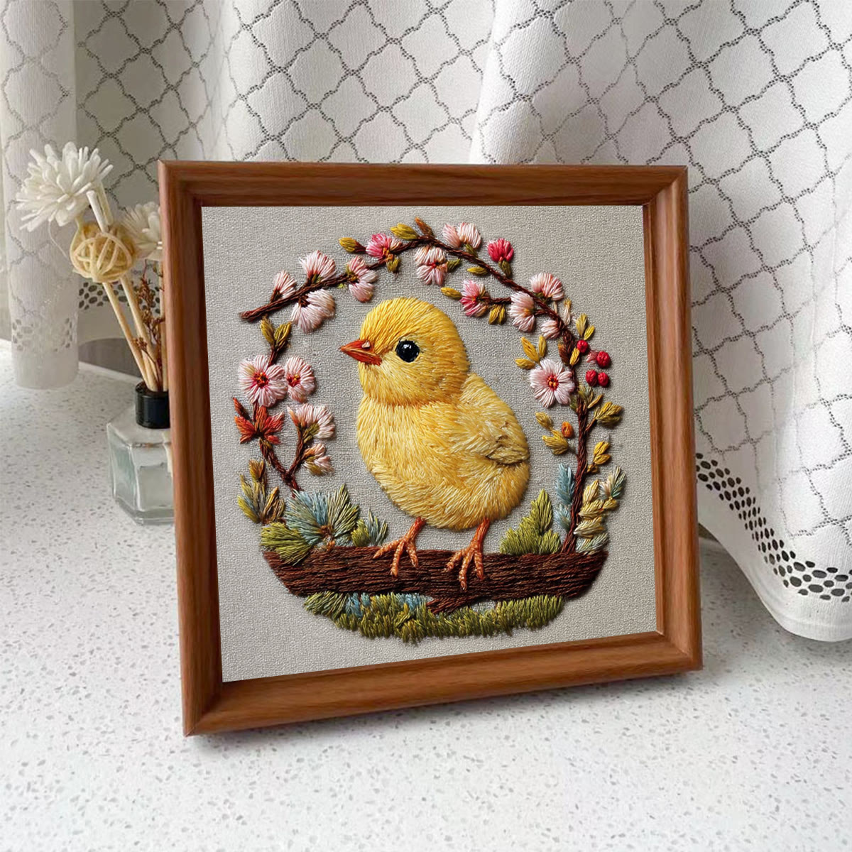 Rubbyoo Embroidery Kit - Floral Chick | Cute Animal Art | Beginner Stitch Craft - Embroidery Kit Plus An Extra Frame - image 11