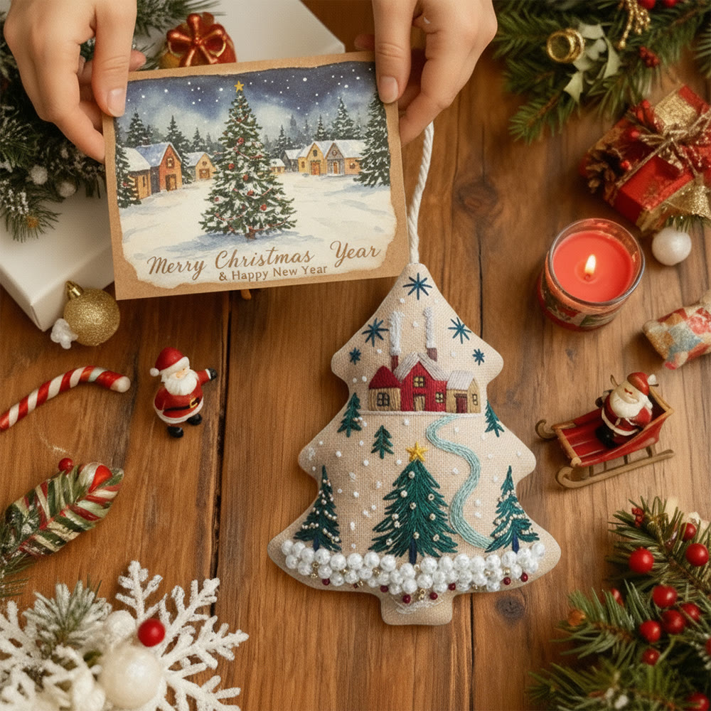Rubbyoo Tree-shaped Embroidery Kit - Christmas Tree | Diy Christmas Pendant | Unique Gift Idea - image 8