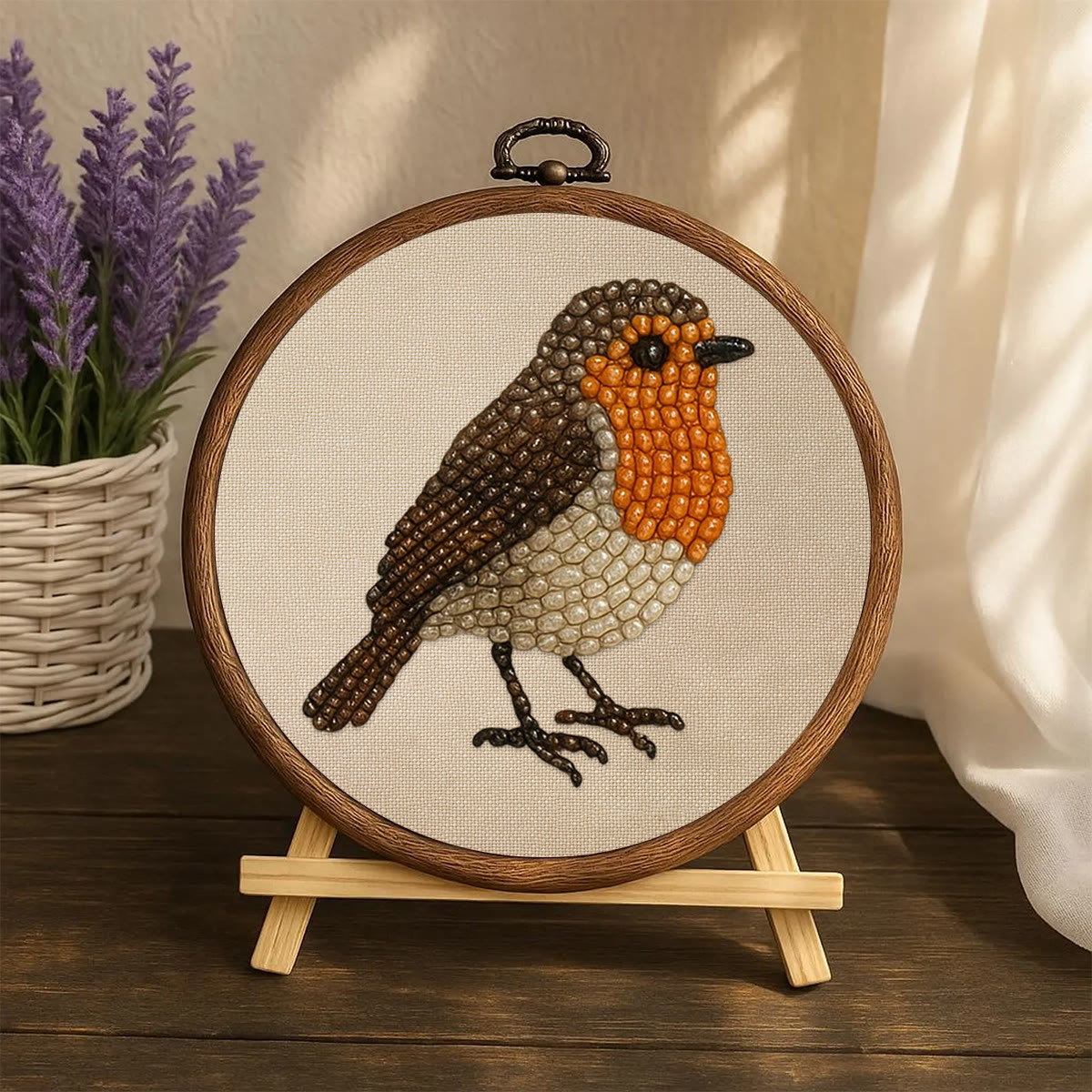 Rubbyoo Bead Embroidery Kit - Robin Bird | Diy Hoop Art | Perfect For Desk Ornament  - image 10