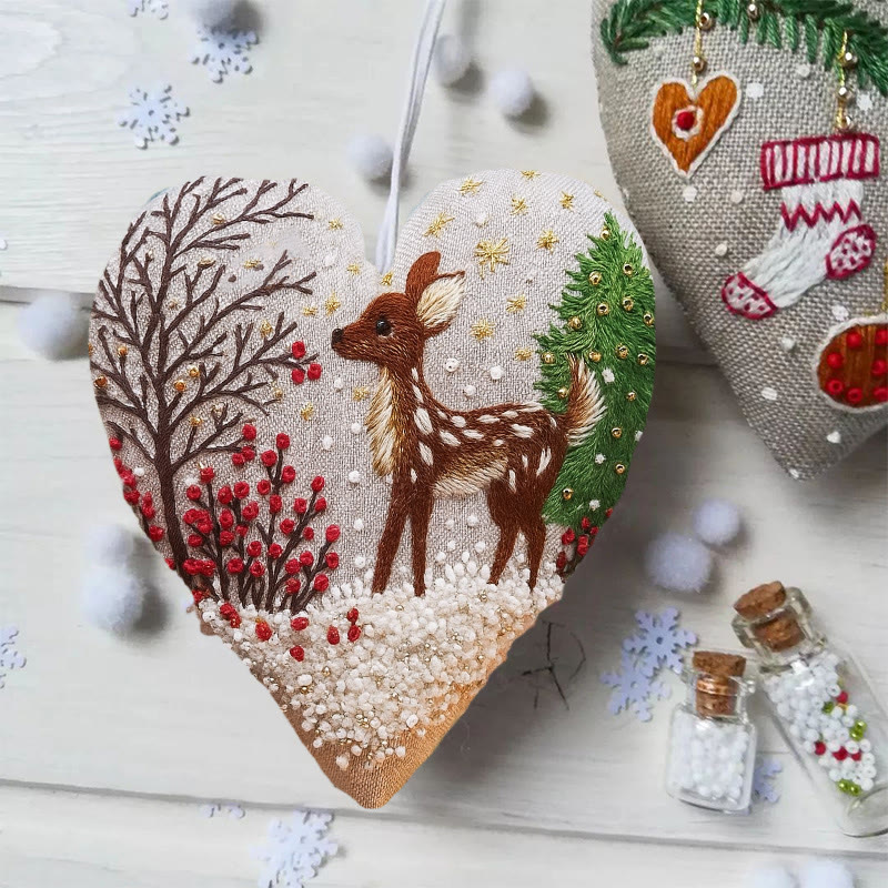 Rubbyoo Heart Embroidery Kit - Christmas Elk | Adorable Christmas Craft | Diy Hanging Ornament  - image 5