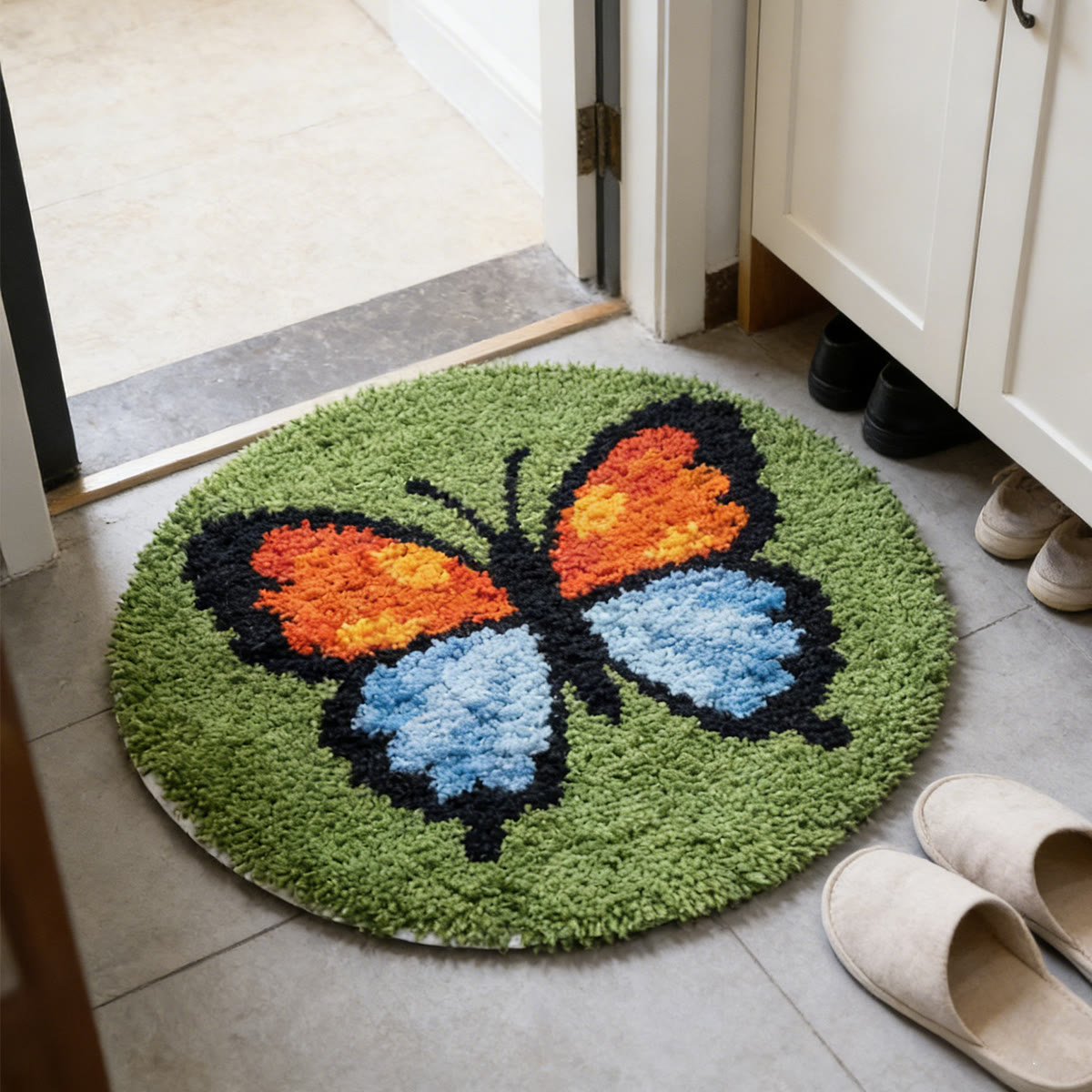 Rubbyoo Latch Hook Rug Kit - Colorful Butterfly | Creative Mat For Bathroom | Handmade Craft For Beginner  - image 3