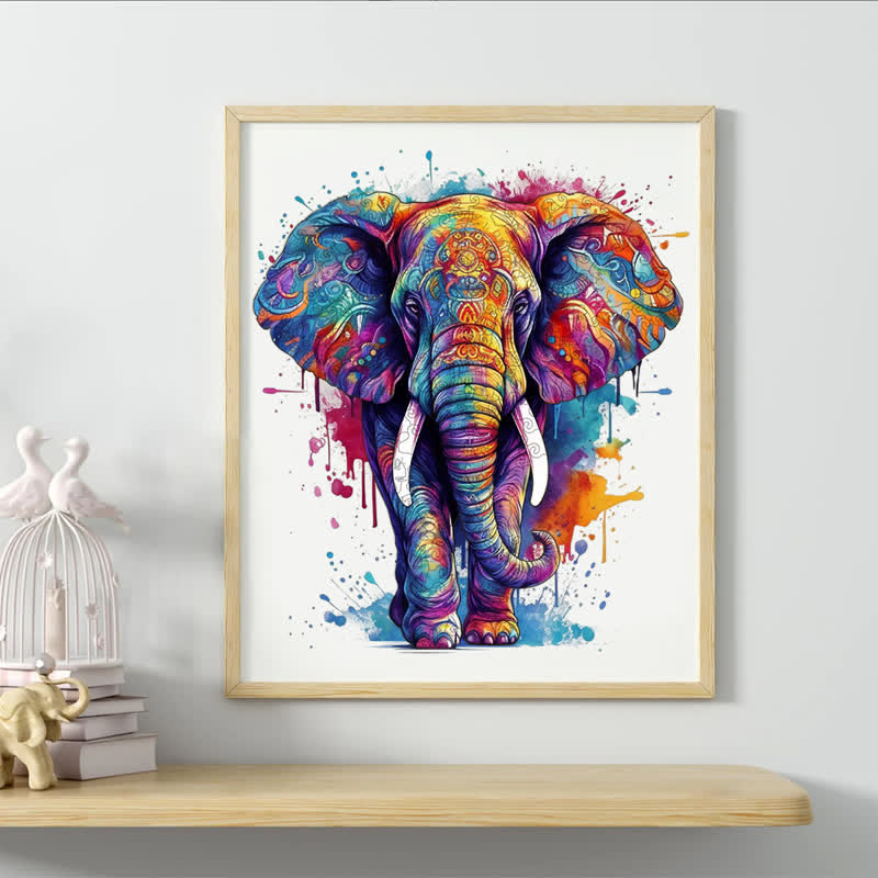 Rubbyoo Rainbow Elephant Blue - Wooden Jigsaw Puzzle