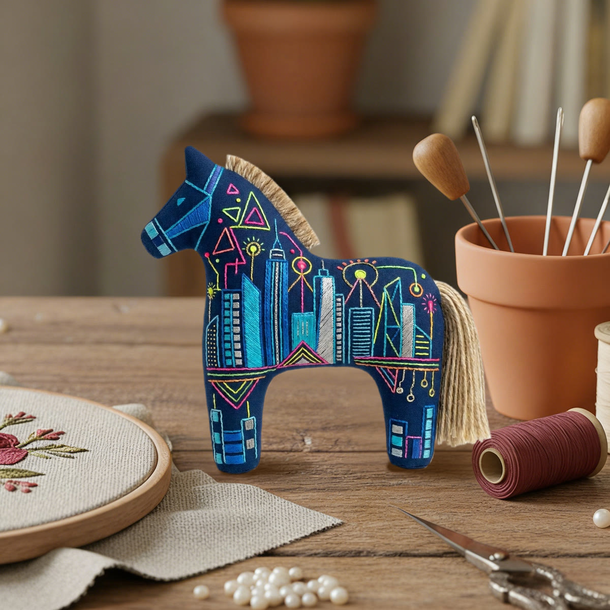 Rubbyoo Dala Horse Embroidery Kit - City Skyline | Meaningful Handmade Gift | Modern Urban Style Accessories - image 7