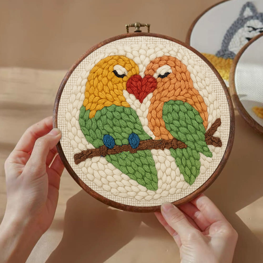 Parrots In Love Punch Needle Kit - Valentine Handicraft For Lover | Unique Gifts For Wedding  - image 4