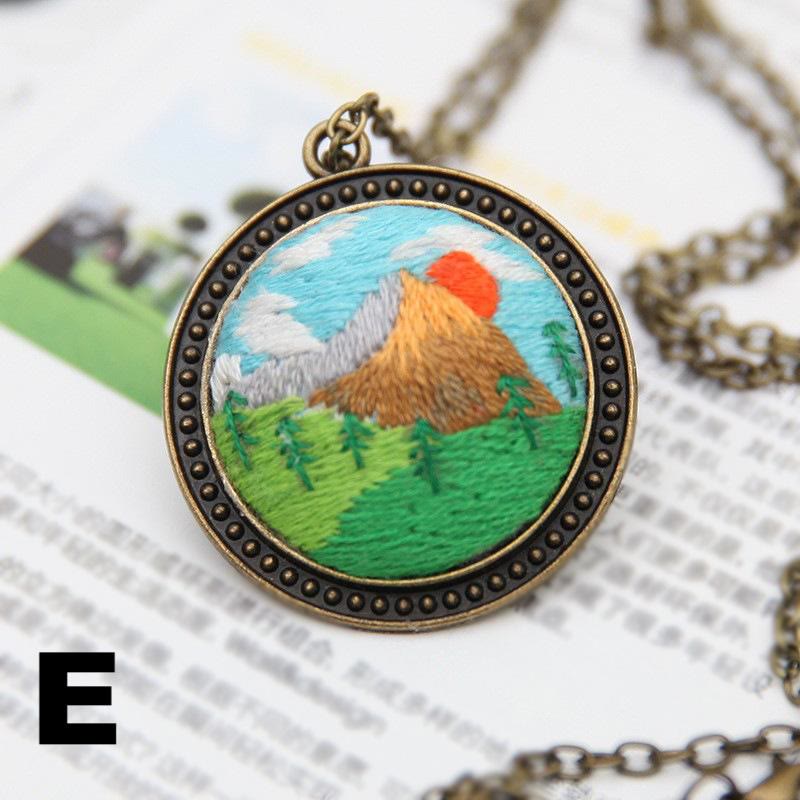 Embroidery Landscape Necklace Kits | Diy Backpack Pendant | Unique Birthday Gifts - E - image 9