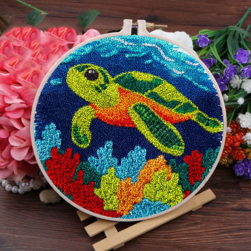 Sea Turtle Punch Needle Kit - Diy Starter Needlepoint | Handmade Decorative Gift - image 6