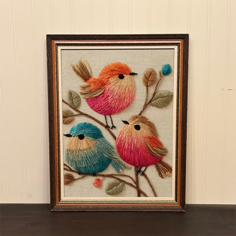 Rubbyoo Embroidery Kit - Vibrant Birds | Animal Hoop Art | Handmade Room Ornament - image 3