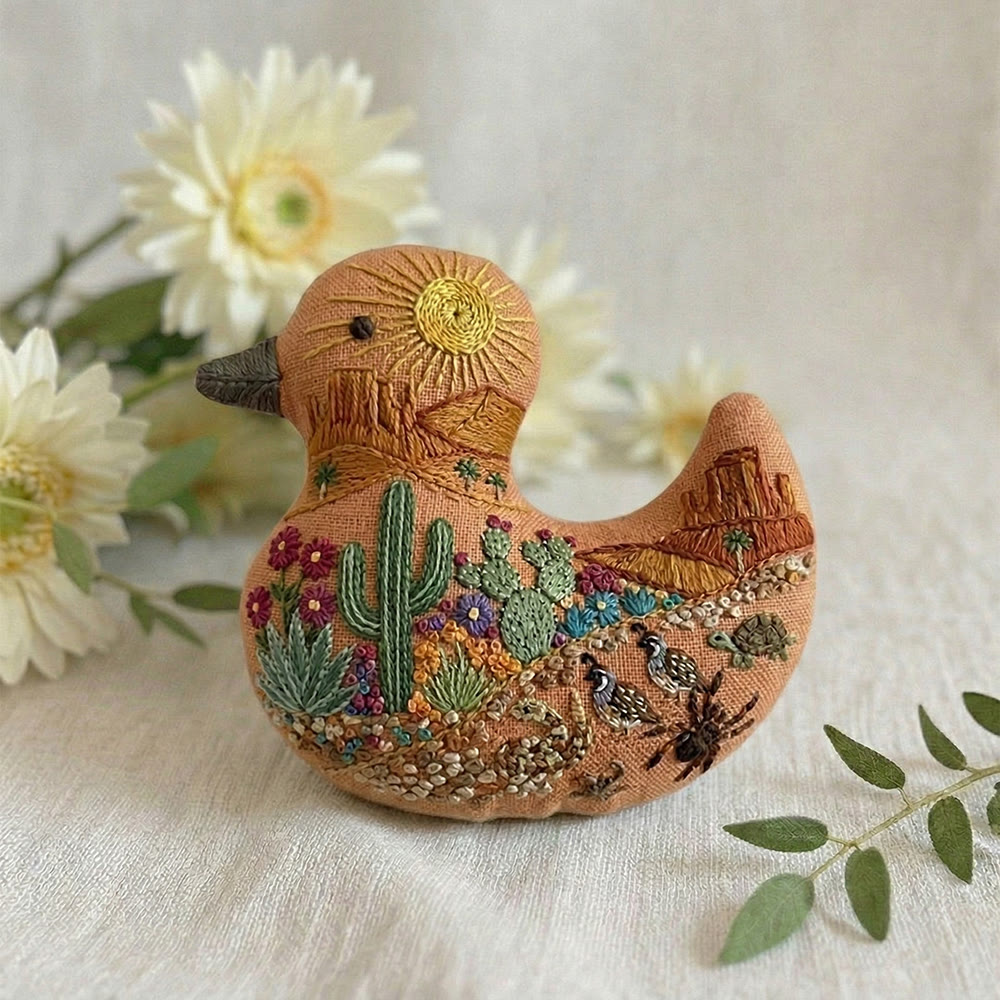 Rubbyoo Duck Embroidery Kit - Desert Scenery Cactus Floral | Landscape Handmade Art | Gift For Her - image 6