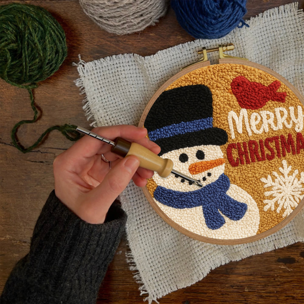 Merry Christmas Punch Needle Kit - Creative Yarn Craft | Handmade Holiday Ornament - image 10