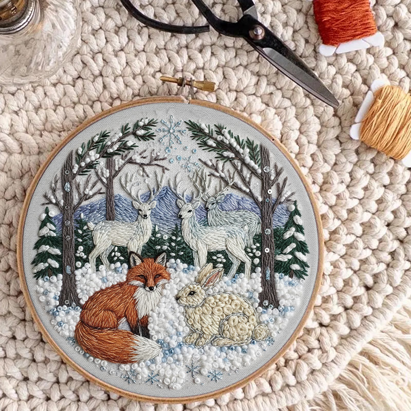 Rubbyoo Embroidery Kit - Winter Animal | Handmade Hoop Art | Perfect Gift For Animal Lover - image 9