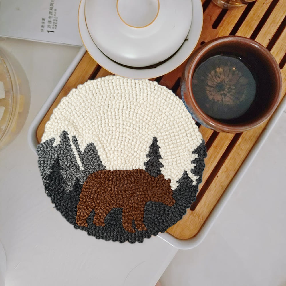 Fierce Bear Punch Needle Kit - Diy Animal Coaster | Nice Desk Decor - 5 inch Coaster Kit - image 10