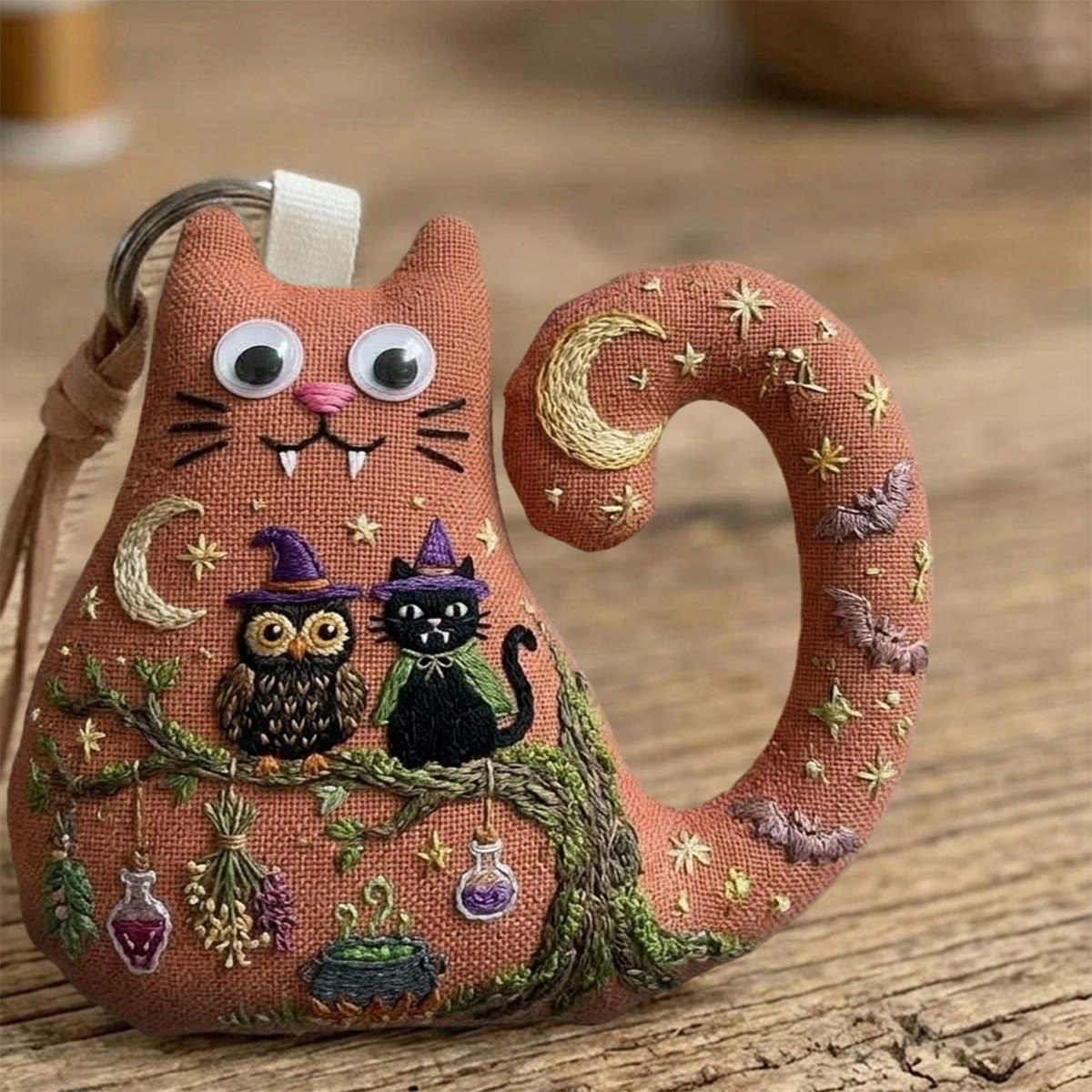 Rubbyoo Cat Embroidery Kit - Wizard Owl And Cat | Spooky Season Gift | Halloween Bag Charm - image 9