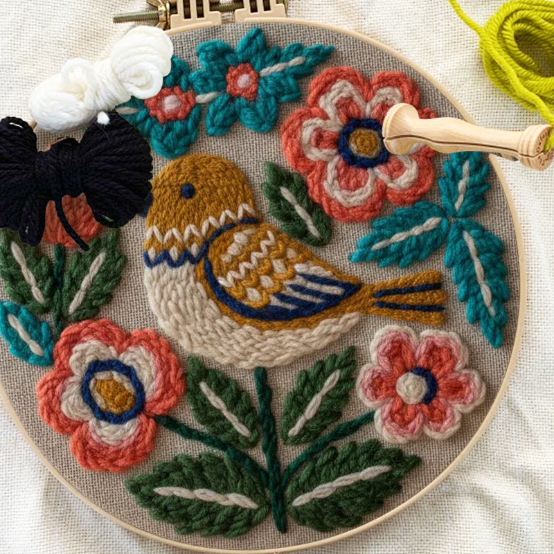 Bohemian Bird And Floral Punch Needle Kit - Effortless Craft | Vibrant Home Accent - image 7