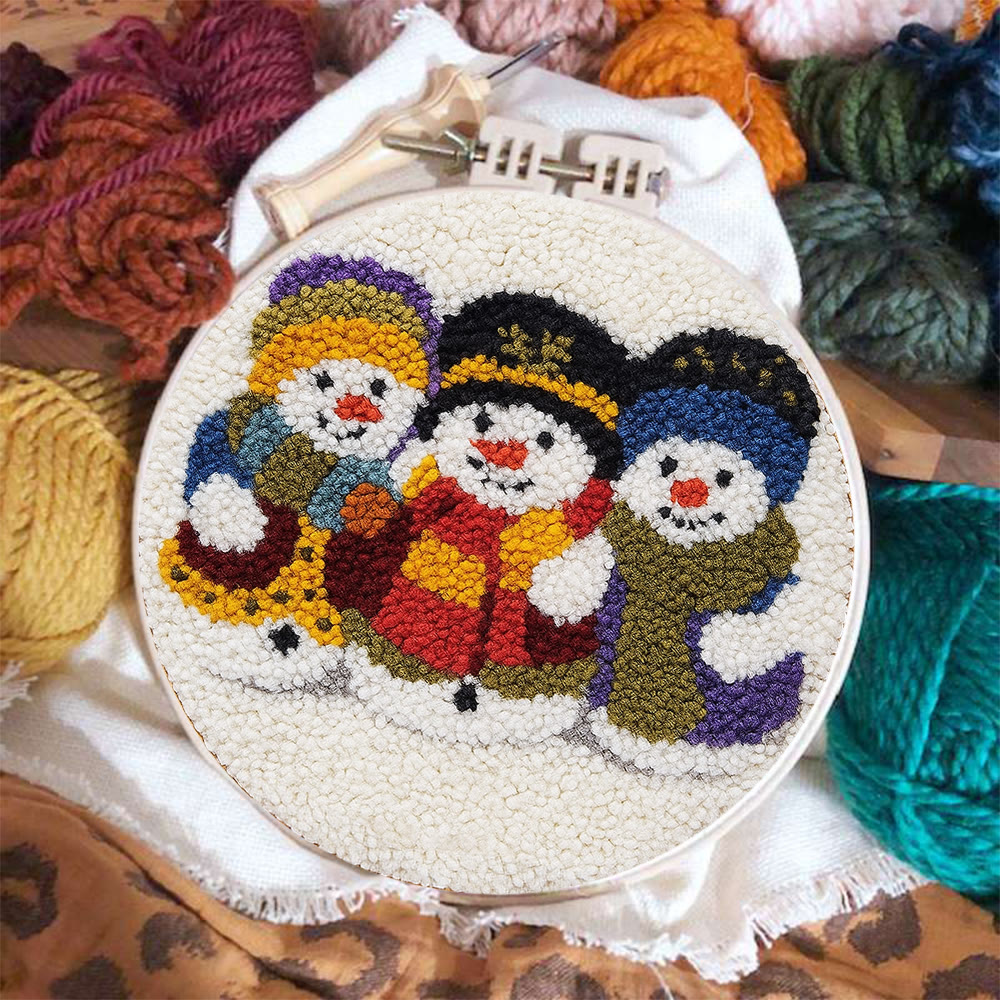 Snowman Trio Punch Needle Kit - Diy Christmas Craft | Charming Handmade Holiday Wall Decor - image 5