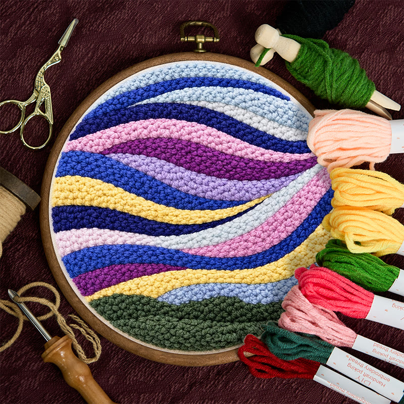 Rainbow Wave Punch Needle Kit - Starter Level Craft | Vibrant Home Piece - image 11