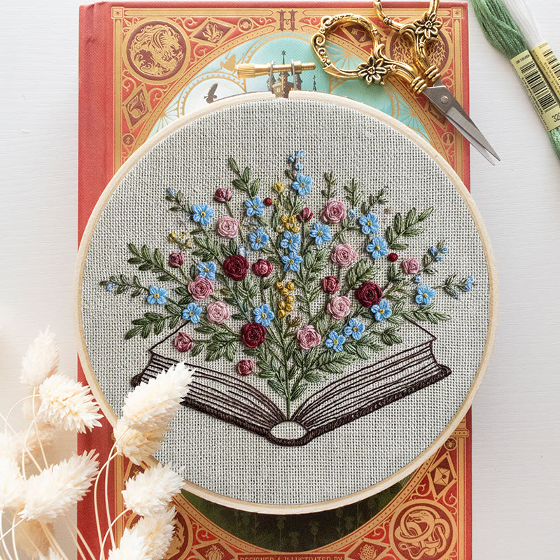 Rubbyoo Embroidery Kit - Blooming Book Bouquet | Handcrafted Floral Art | Perfect For Craft Lovers - image 10
